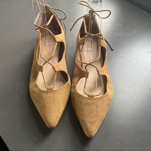 Loeffler Randall Camel Suede Ambra Lace Up Flats